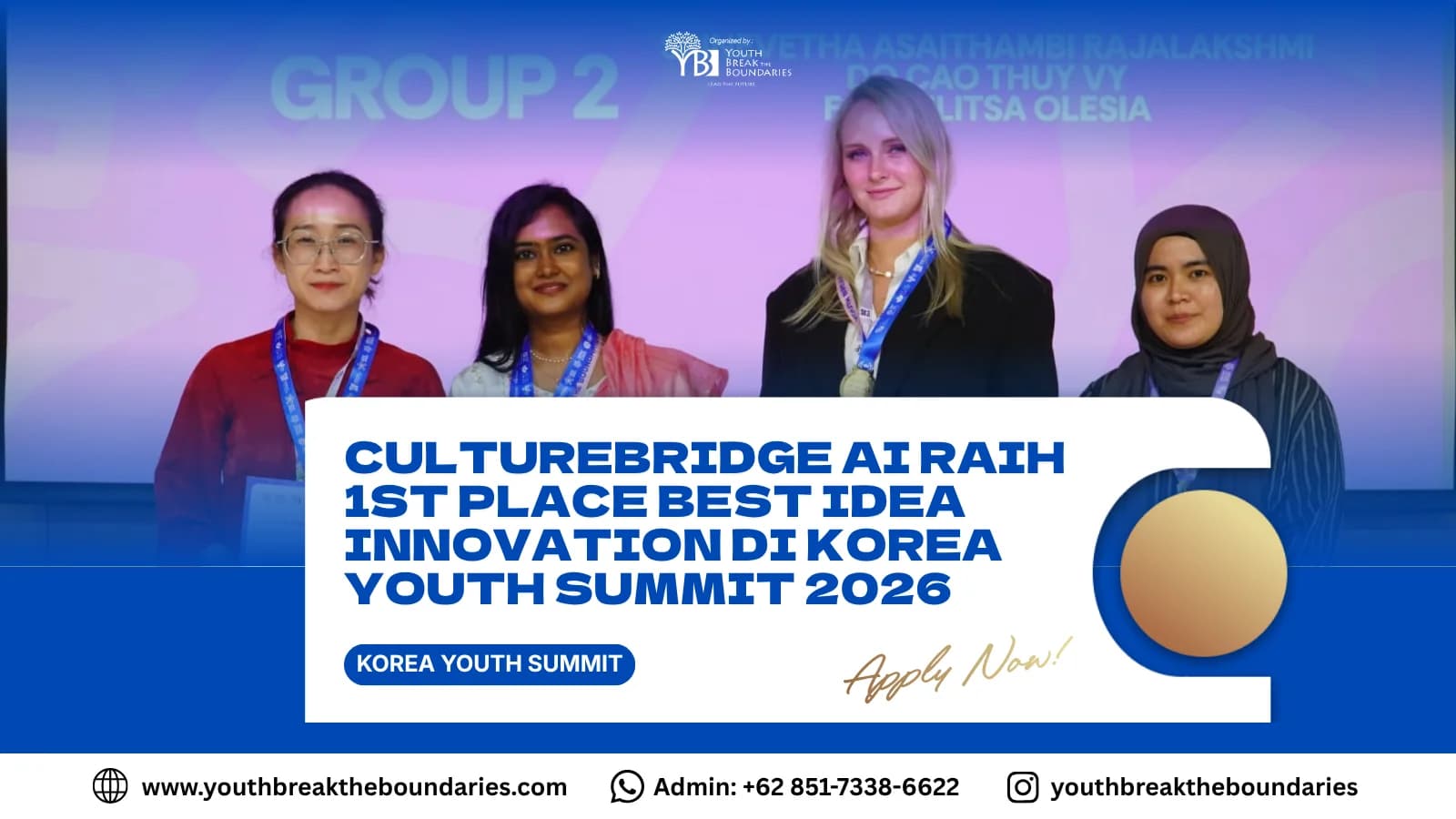 CultureBridge AI Raih 1st Place Best Idea Innovation di Korea Youth Summit 2026