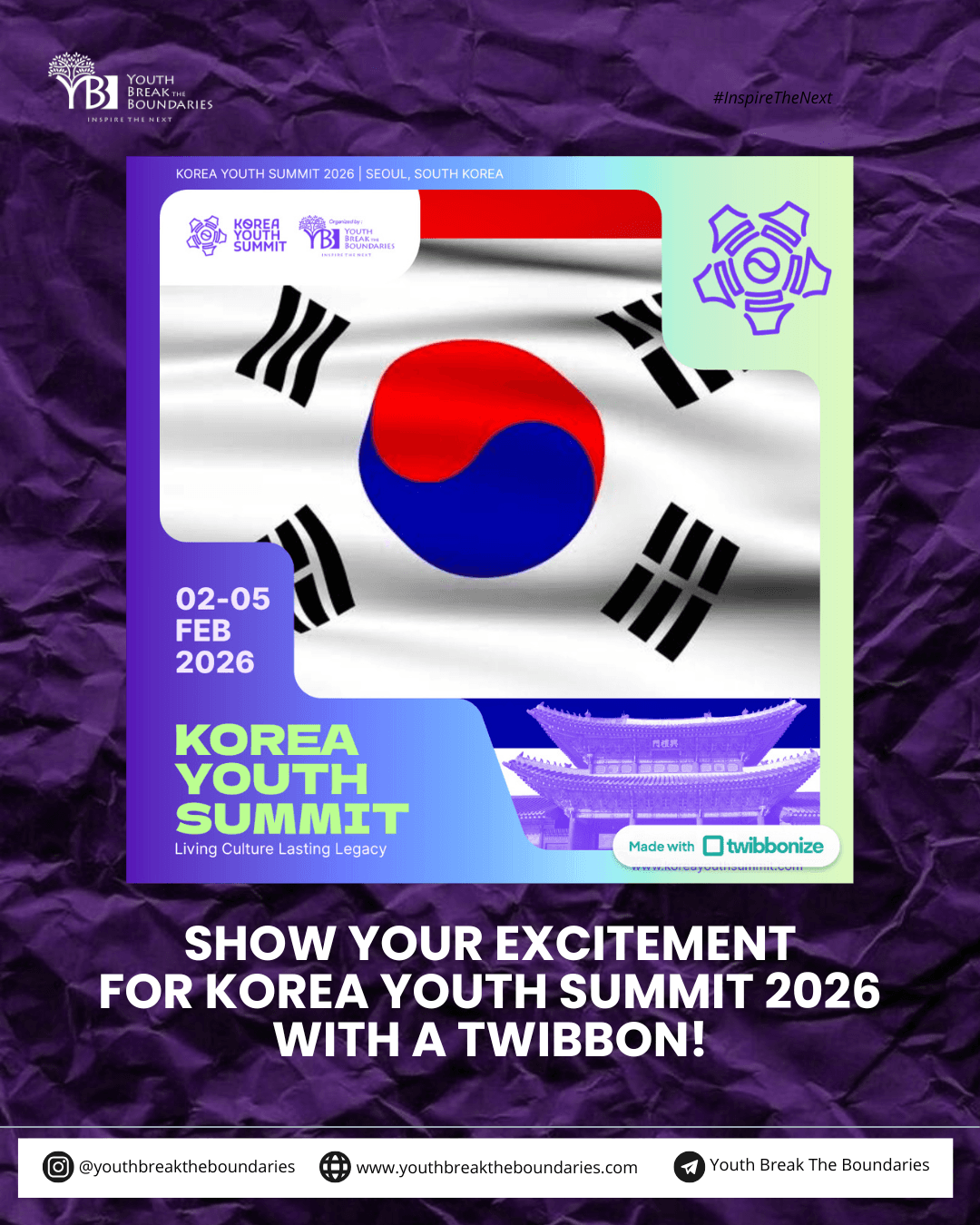 Show Your Excitement for Korea Youth Summit 2026 with a Twibbon!